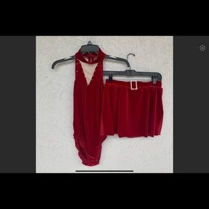 Red Velvet "Santa" Figure Skating/Dancewear Set Adult Small